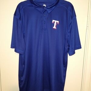 Majestic Texas Rangers MLB Blue Shirt Sleeve Polo Shirt Men's sz 2XL